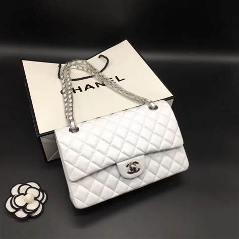 chanel small classic flap white